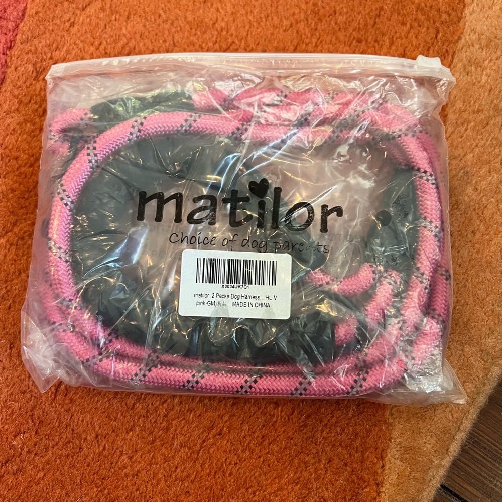 Matilor Pink Dog Leash and Harness Set 50 inches approx